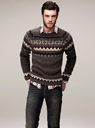 Fair Isle Crew Neck pulóver