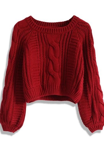 Kabelstrikket cropped sweater