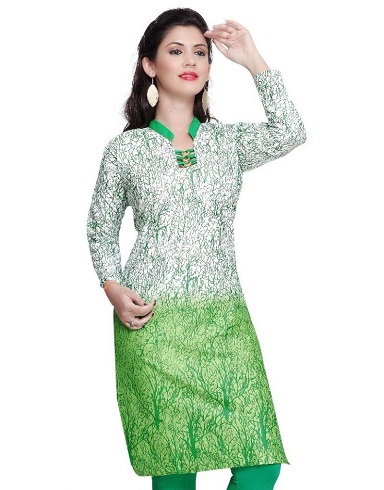 Pamutnyomtatott zöld Kurti