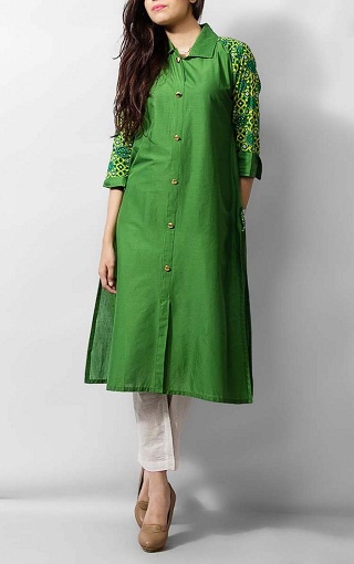 Nyakörv nyakú sima zöld Kurti