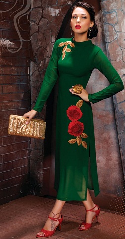 Georgette Mehandi Green Kurti