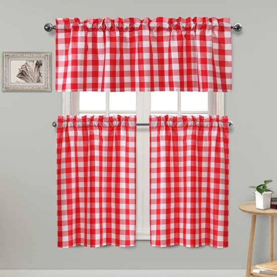 Red Gingham Curtains Kitchen