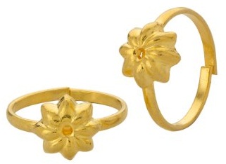 Flower Design guld tå ringe