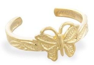 Elegante Butterfly Gold Toe Ringe