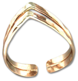 Dobbelt V guld tå ringe