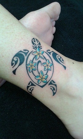 Turtle Style Plumeria Tattoo