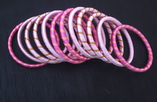 Pink Silk Thread Bangles til piger