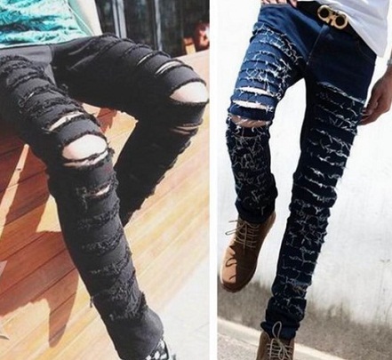 Designer Ripped Jeans til mænd