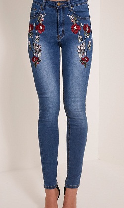 Broderede designerjeans til kvinder