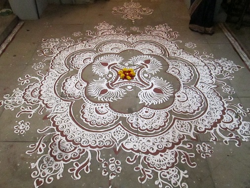Temple White Rangoli