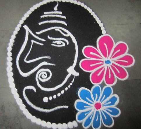 Vallási fehér Rangoli