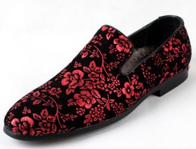 Hímzés Virágok Red Loafer