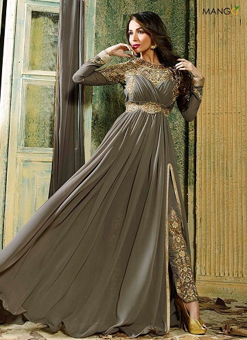 Drapering af Anarkali Grey Frock