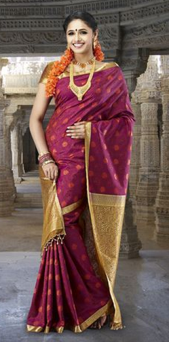 Pothys Sarees-Pothys Maroon Kanjeevaram Silk Saree 8