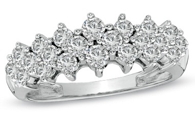 Silver Diamond Pave Cluster Pyramid Band Ring