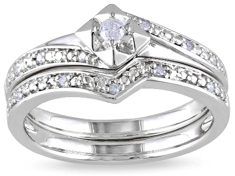 Ezüst gyémánt jegygyűrű