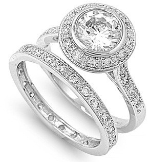 Sølv diamant forlovelsesring