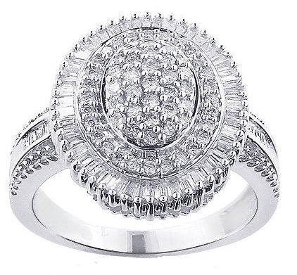 Silver Diamond Cluster Ring