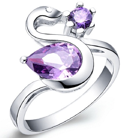 Tervező lila kövezett gyémántgyűrű