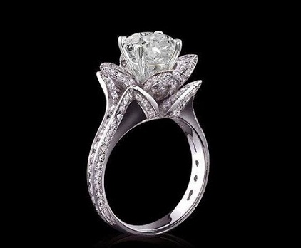 Designer Rose Flower Pave Diamond jegygyűrű