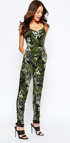 Grøn printet jumpsuit