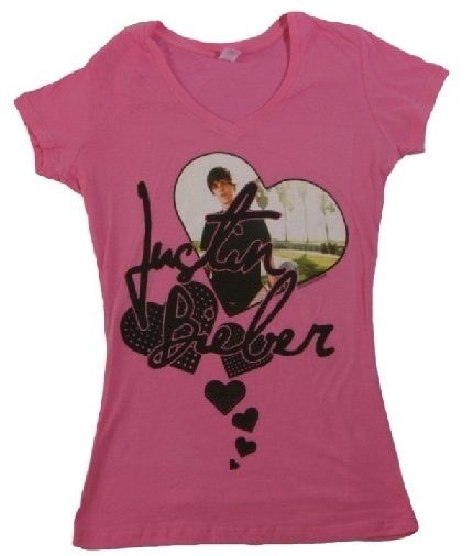 Hjerter og Bieber T-shirt