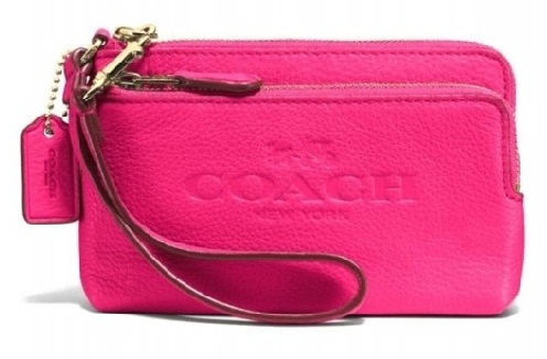 Dupla cipzáras bőr csukló rózsaszín edző pénztárcát