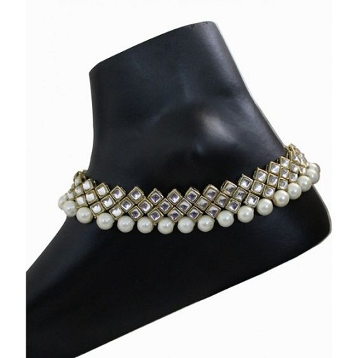 Pearl And Kundan Anklet