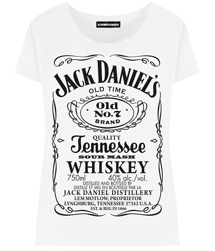 Sima fehér Jack Daniel nyomtatott női póló: