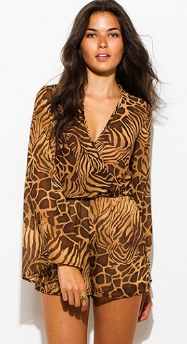 Animal Print Romper Gypsy Jumpsuit