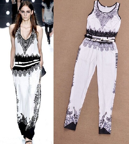 Romper -jumpsuit med blokprint