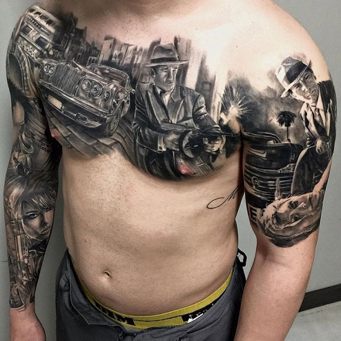 Lenyűgöző gengszter tetoválás
