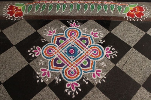 Unikt dør Rangoli -design