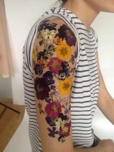 Pansy Sleeve Tattoo