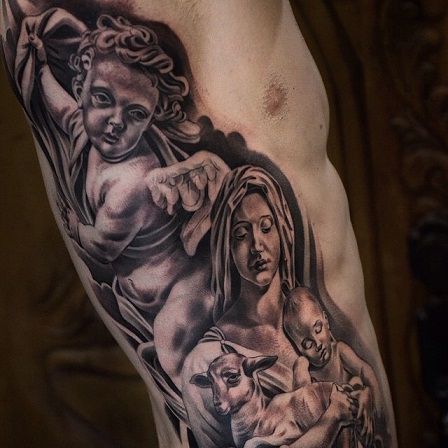 3D -stil Mary Tattoos