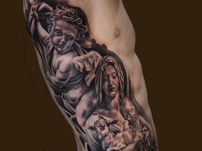 Szellemi Szűz Mária tetoválási tervezési ötletek