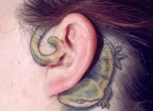 Ijesztő gekkó tetoválás tervezés