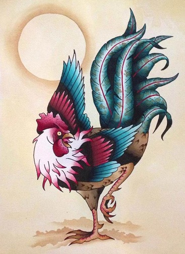 Spektakulær Rooster Tattoo Design