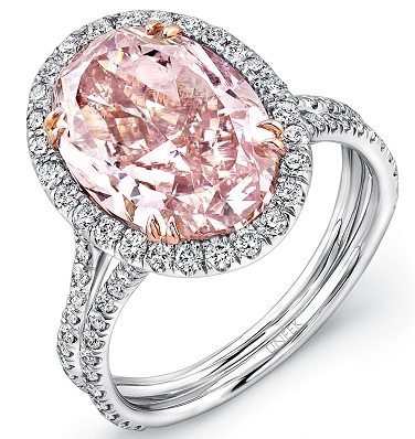 Ovális rózsaszín gyémánt eljegyzési gyűrű