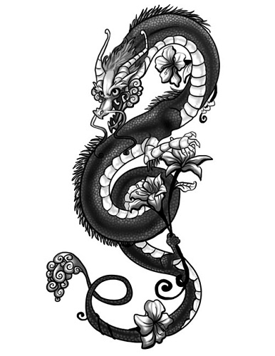 Mesés sárkány gótikus tetoválás tervezés
