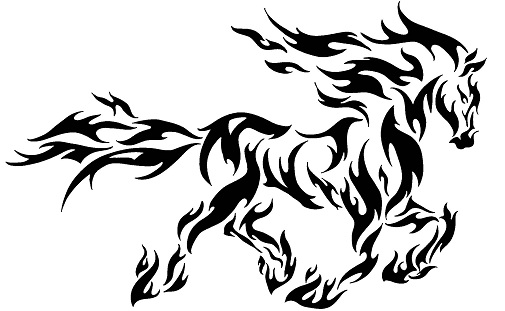 Törzsi gótikus ló tetoválás tervezés