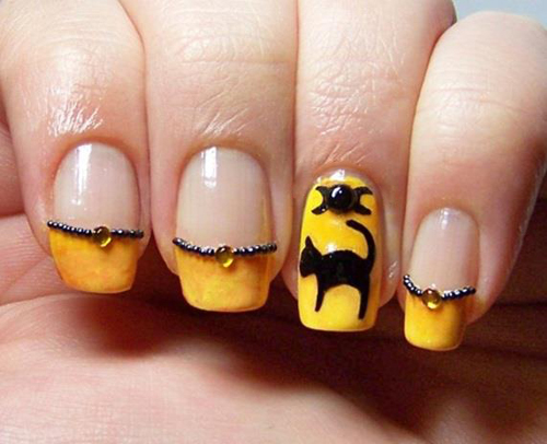 Cat Halloween Nail Art