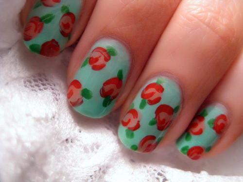 Vintage Rose Nail Art