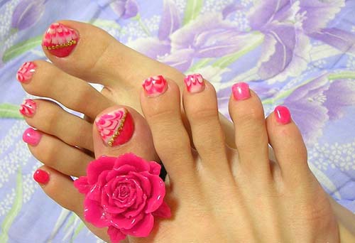 Pebermynte Candy Toe Nail Art