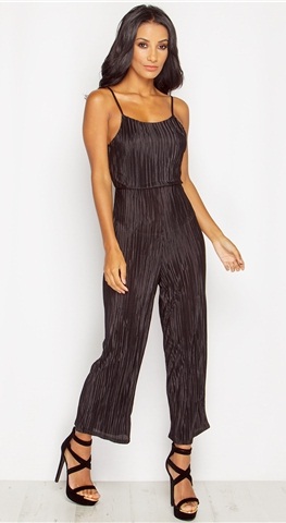 Casual sort plisserede jumpsuits