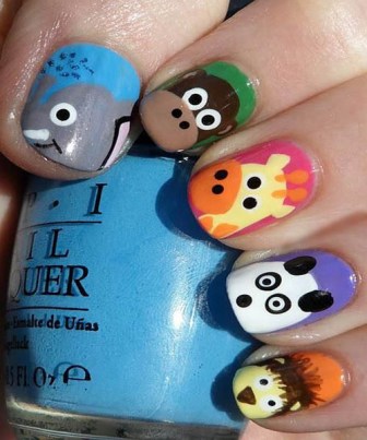 Sjovt dyr ansigter Nail Art Design
