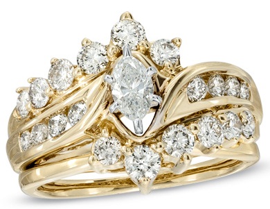 Marquise gyémánt esküvői gyűrűkészlet