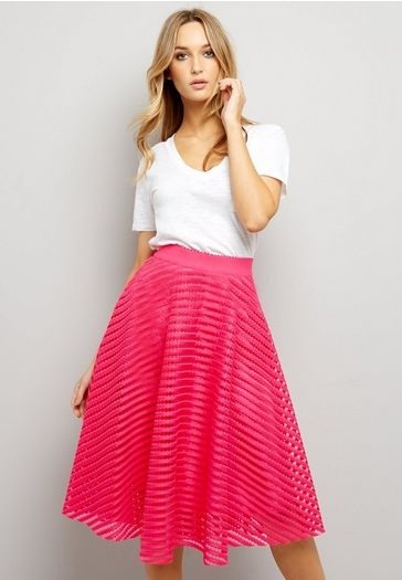 Pink Midi -nederdel i mesh