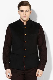 Raymond Ærmeløs Sort Solid Slim Fit Blazer