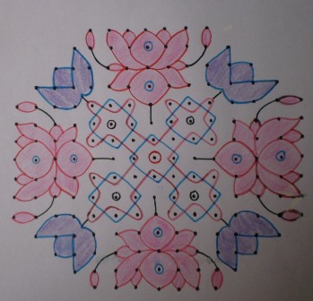Bonyolult 15 pont Rangoli Design